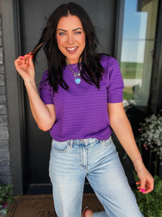 Mallory Knit Top-Purple