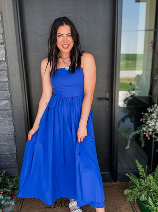 Having A Moment Midi Dress-Cobalt