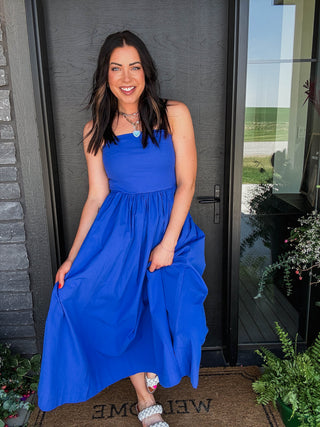 Having A Moment Midi Dress-Cobalt