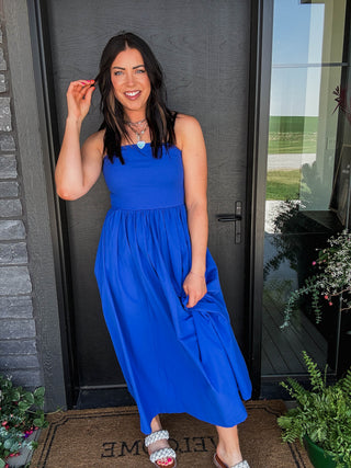 Having A Moment Midi Dress-Cobalt