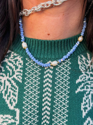 Crystal Flora Necklace-Baby Blue