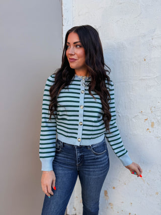Eva Striped Cardigan-Blue/Green