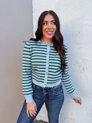 Eva Striped Cardigan-Blue/Green