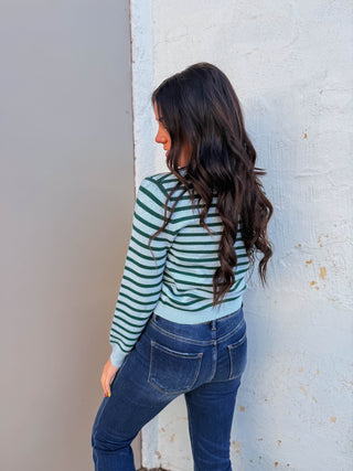 Eva Striped Cardigan-Blue/Green
