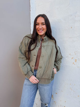 Tommy Quilted Jacket-Olive
