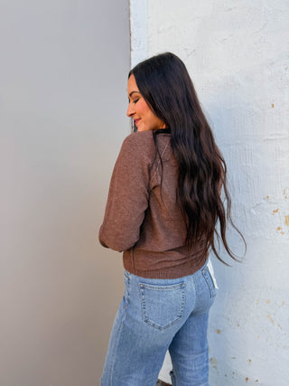 Abbey Henley Sweater-Dark Mocha