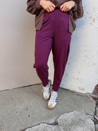 Venice Barrel Active Pants-Dark Plum