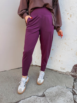 Venice Barrel Active Pants-Dark Plum
