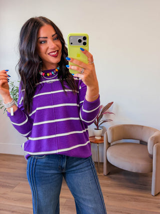 Wear Everywhere Striped Sweater-Violet