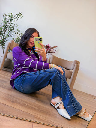 Hallie Mid Rise Pintuck Flare Denim