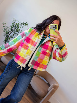 Prism Plaid Jacket-Rainbow