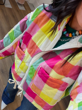 Prism Plaid Jacket-Rainbow
