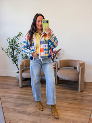 Prism Plaid Jacket-Blue Mix