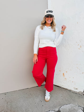 Karter Wide Leg Pants-Red