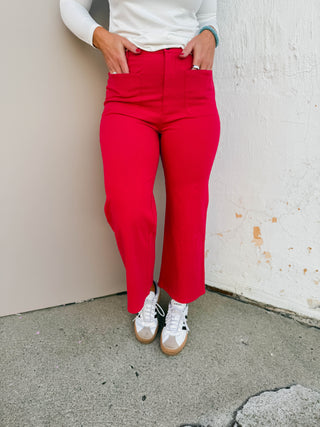 Karter Wide Leg Pants-Red