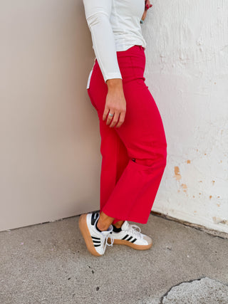 Karter Wide Leg Pants-Red