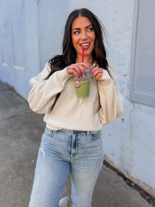 Liliana Henley Sweater-Cream