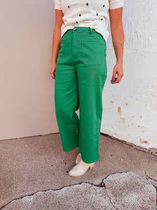 Karter Wide Leg Pants-Green