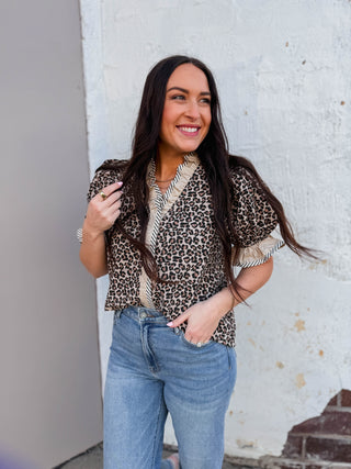 Regina Leopard Top-Taupe