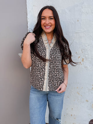 Regina Leopard Top-Taupe
