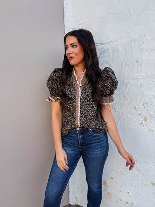 Regina Leopard Top-Mocha