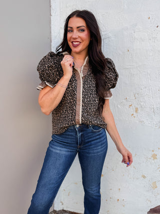 Regina Leopard Top-Mocha