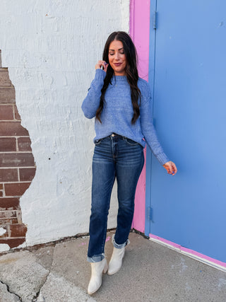 Blaire High Rise Straight Cuffed Denim