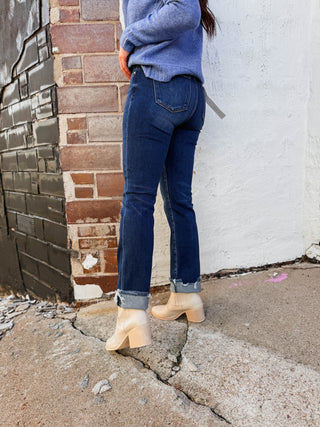 Blaire High Rise Straight Cuffed Denim