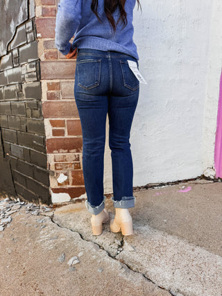 Blaire High Rise Straight Cuffed Denim