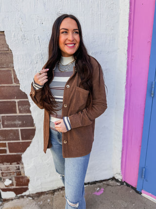 Grady Corduroy Shacket-Caramel