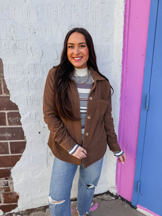 Grady Corduroy Shacket-Caramel