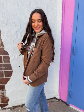 Grady Corduroy Shacket-Caramel