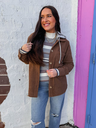 Grady Corduroy Shacket-Caramel