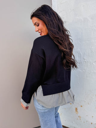 Layered Up Knit Top-Black