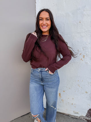 Hadley Sweater-Chocolate/Pink