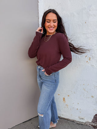 Hadley Sweater-Chocolate/Pink