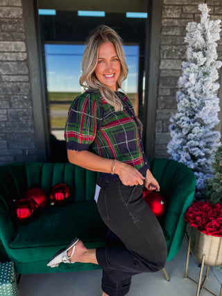 Chrissy Plaid Knit Top