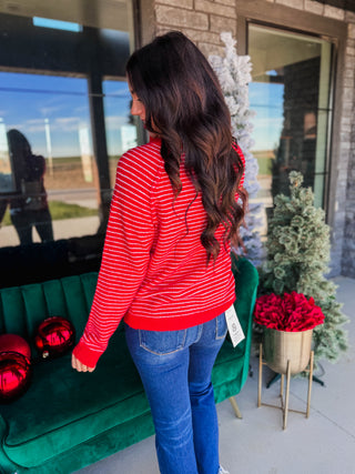 Rochelle Striped Sweater-Red
