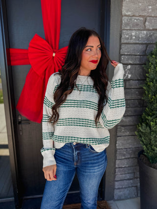 Clara Striped Sweater-Green