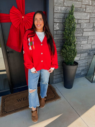 Holiday Spirit Cardigan-Red