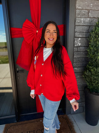 Holiday Spirit Cardigan-Red