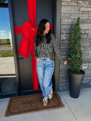 Brooklyn Leopard Cardigan-Charcoal