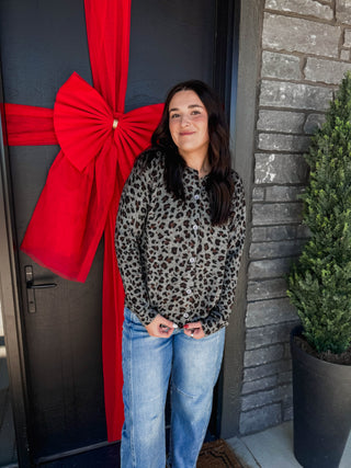 Brooklyn Leopard Cardigan-Charcoal