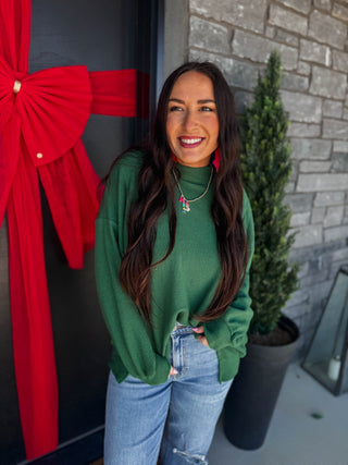 Elsie Mock Neck Top-Green