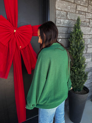 Elsie Mock Neck Top-Green