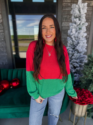 Santa's Favorite Corded Top-Red Mix