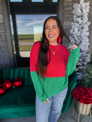 Santa's Favorite Corded Top-Red Mix