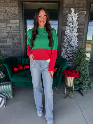 Santa's Favorite Corded Top-Green Mix