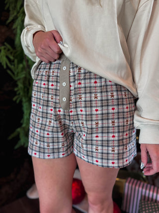North Pole Nights Boxer Shorts-Taupe Combo