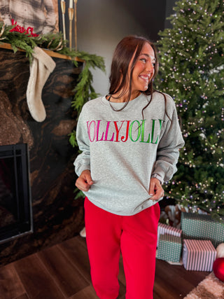 Holly Jolly Embroidered Crew